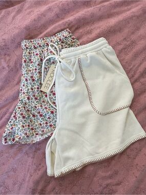 Roolee Cream Knit shorts and Floral shorts
